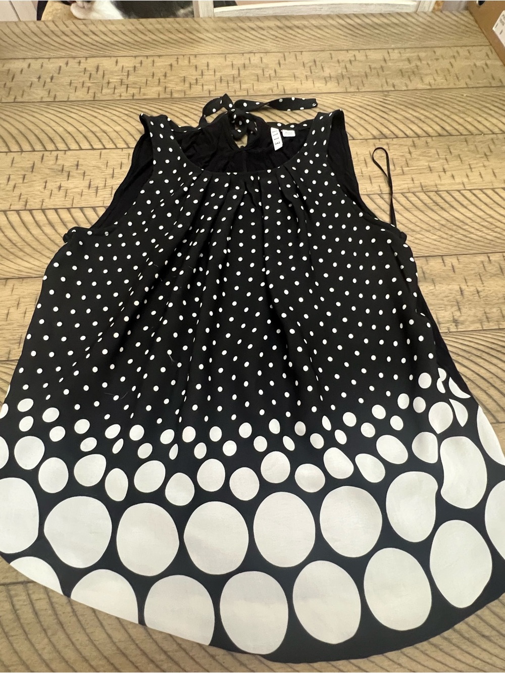 Elle Black and White Polka Dot Halter Tie Camisole Top